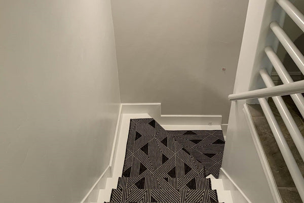 Black Stair Runner For White Walls | Rug Done Right