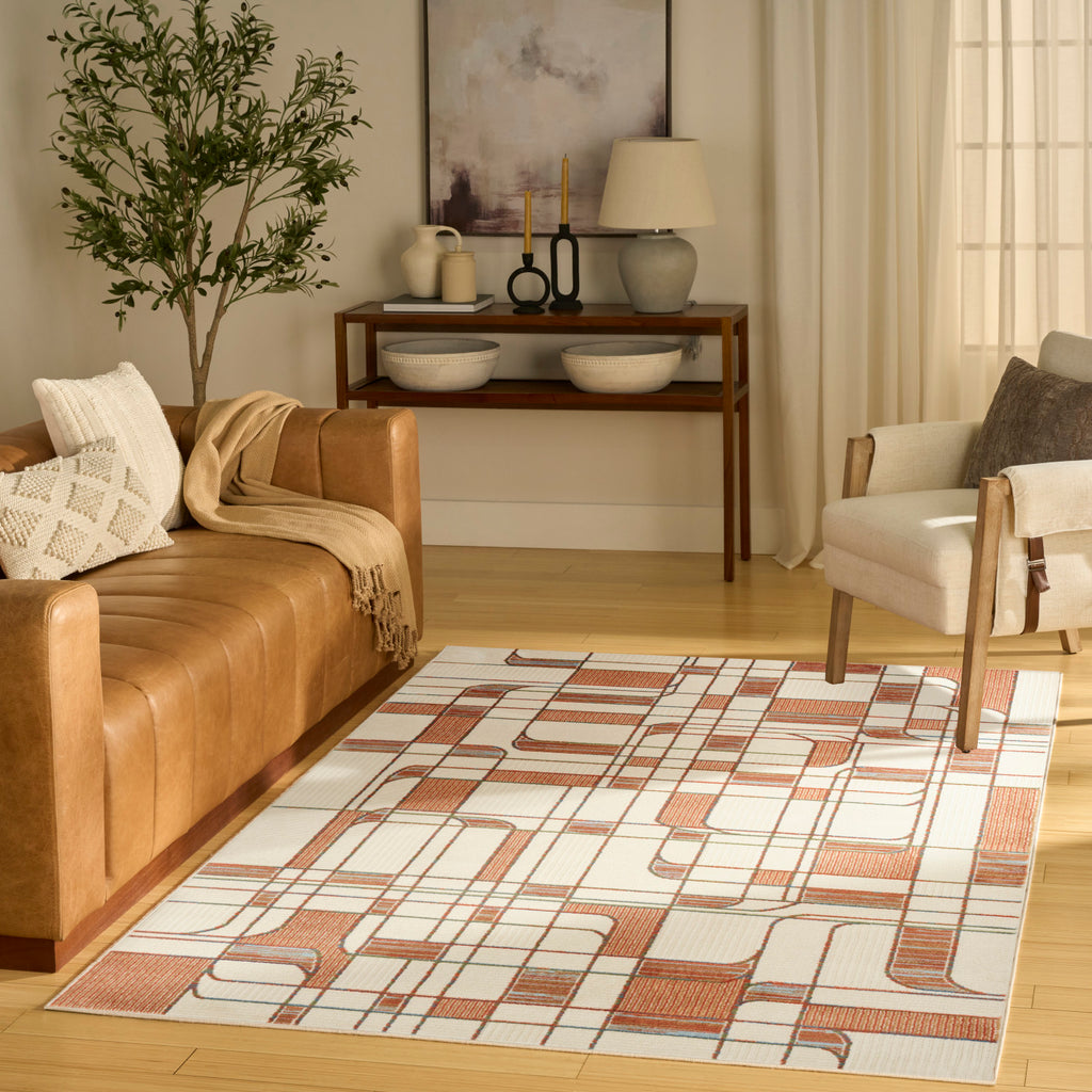 nourison nordic nrc17 ivory rust rug