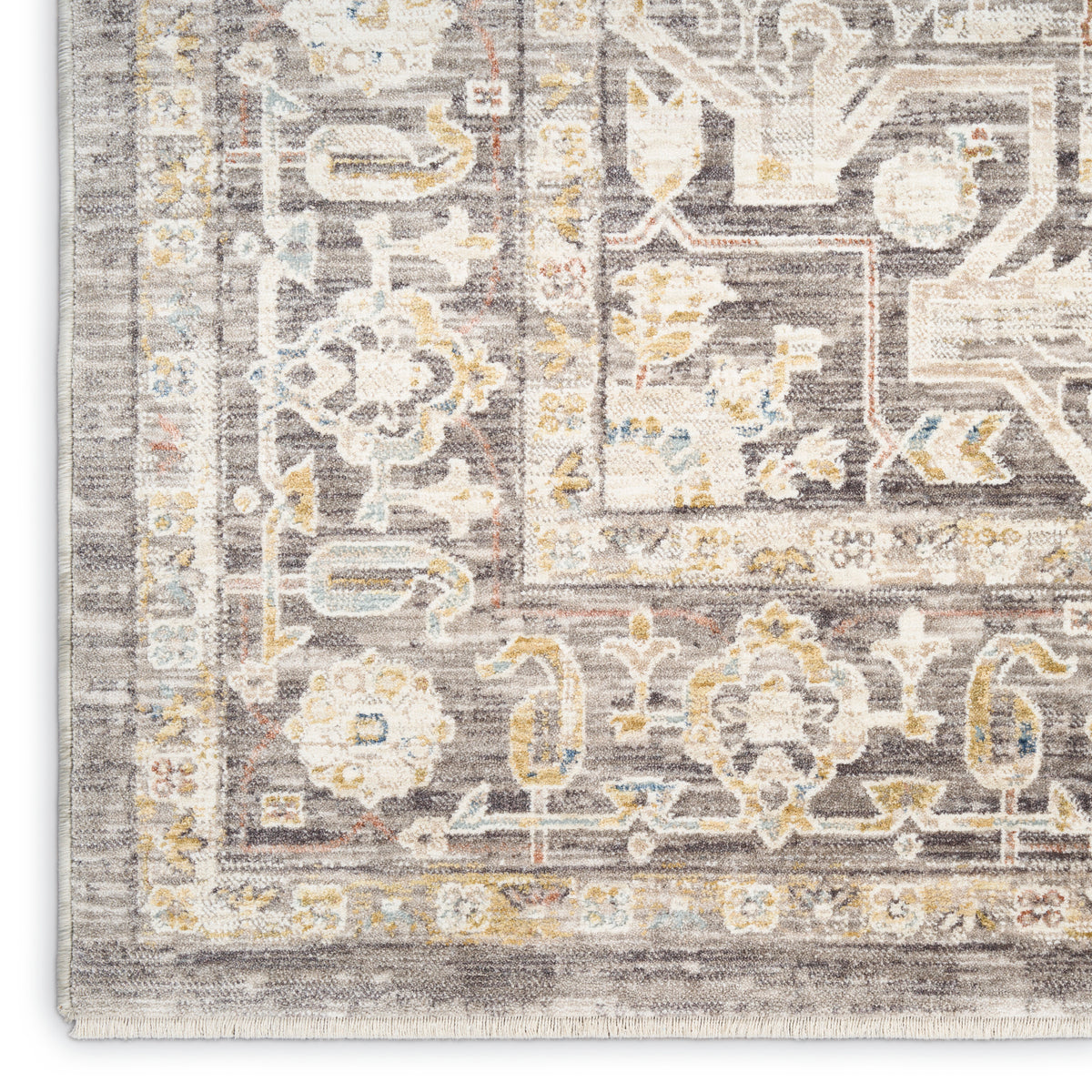 nourison antique fusion anf01 ivory charcoal rug
