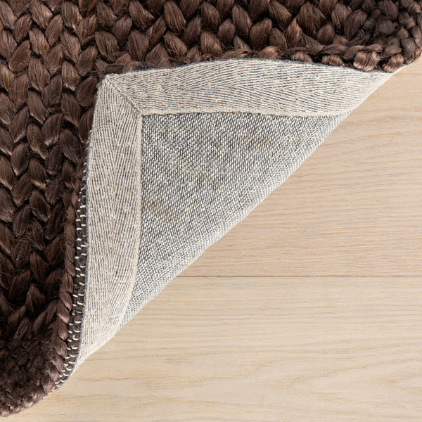 dash albert messi da2370 chocolate brown braided jute rug