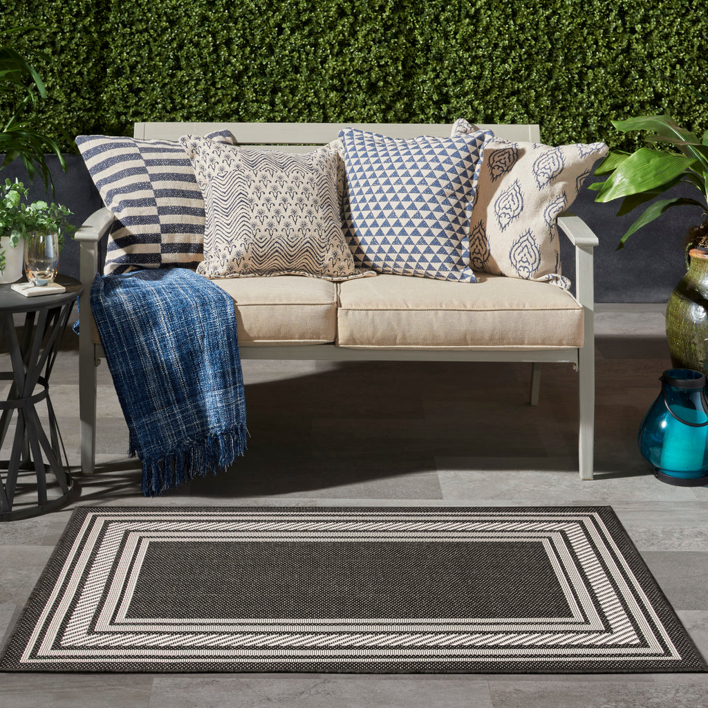 nourison horizon indoor outdoor hoz03 black rug