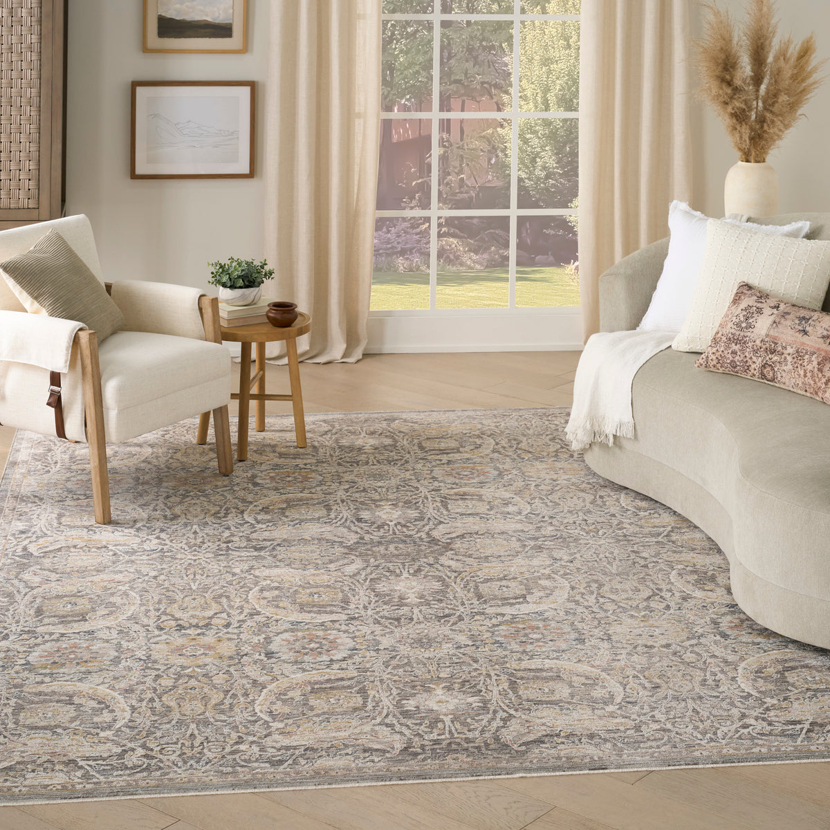nourison antique fusion anf03 charcoal multicolor rug
