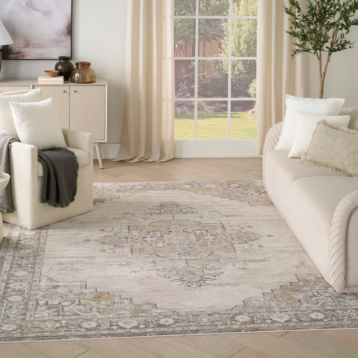 nourison antique fusion anf01 ivory charcoal rug