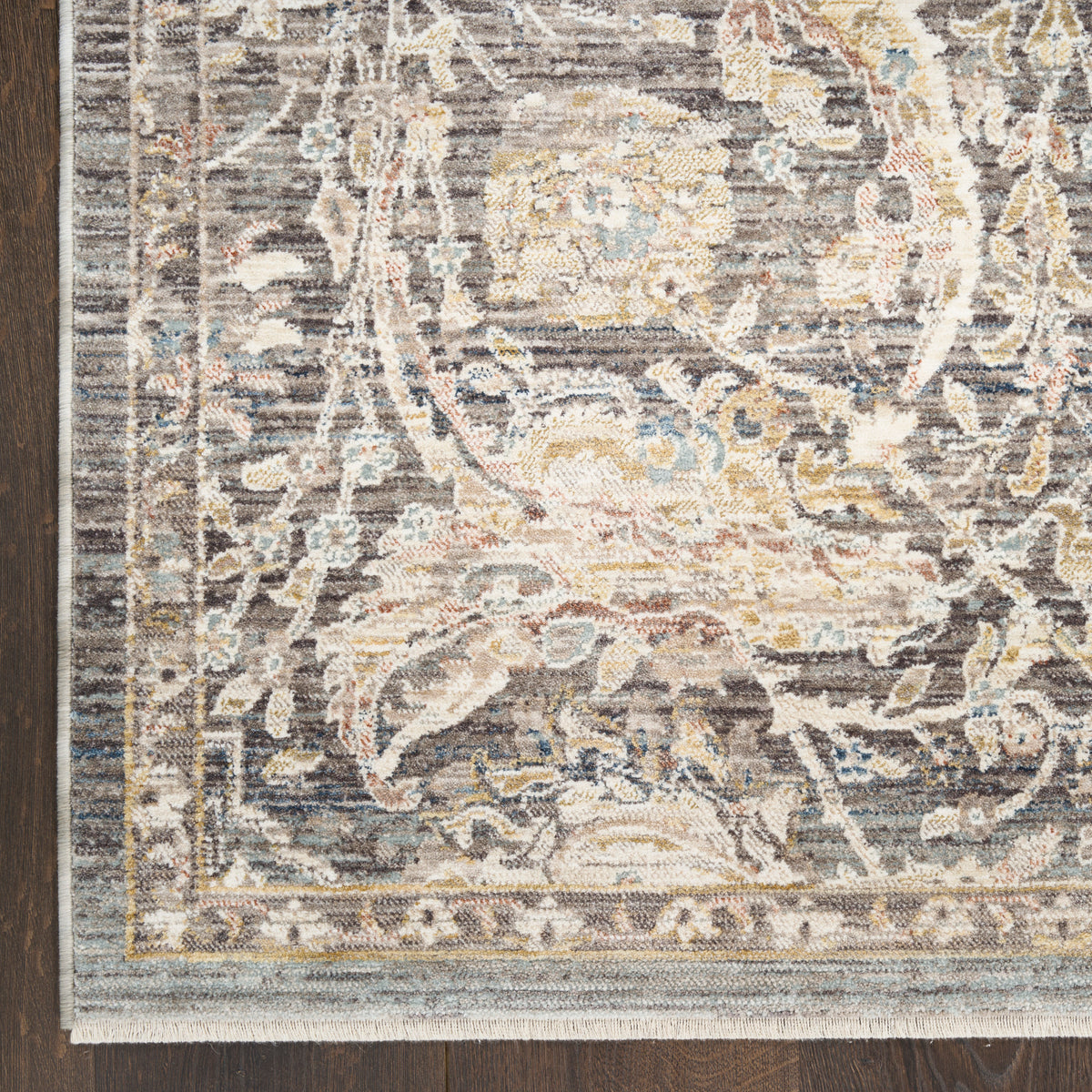 nourison antique fusion anf03 charcoal multicolor rug