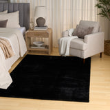 nourison soft plush rabbit fur sff01 black rug