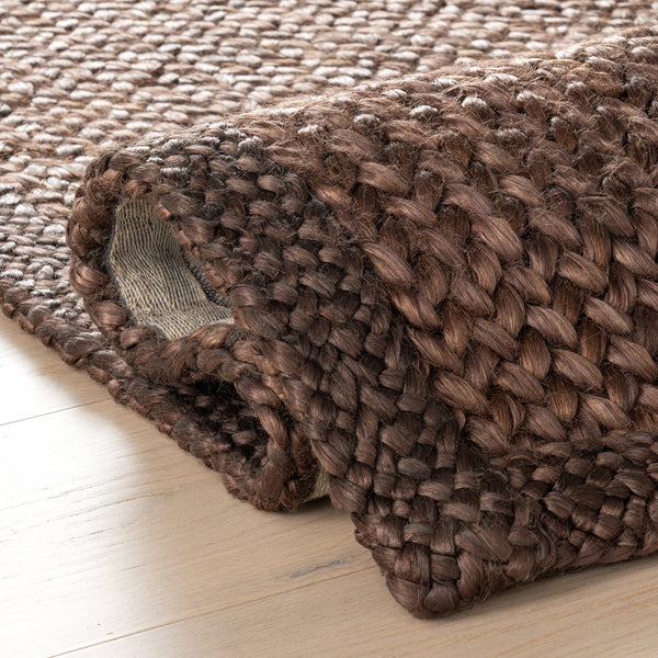 dash albert messi da2370 chocolate brown braided jute rug