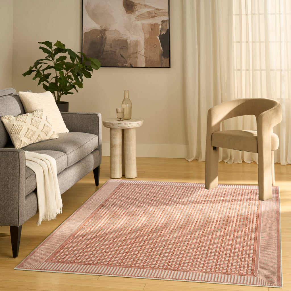 nourison nordic nrc03 brick ivory rug