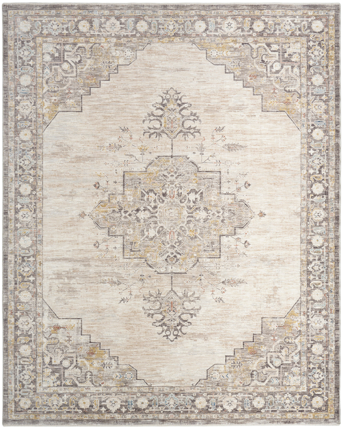 nourison antique fusion anf01 ivory charcoal rug
