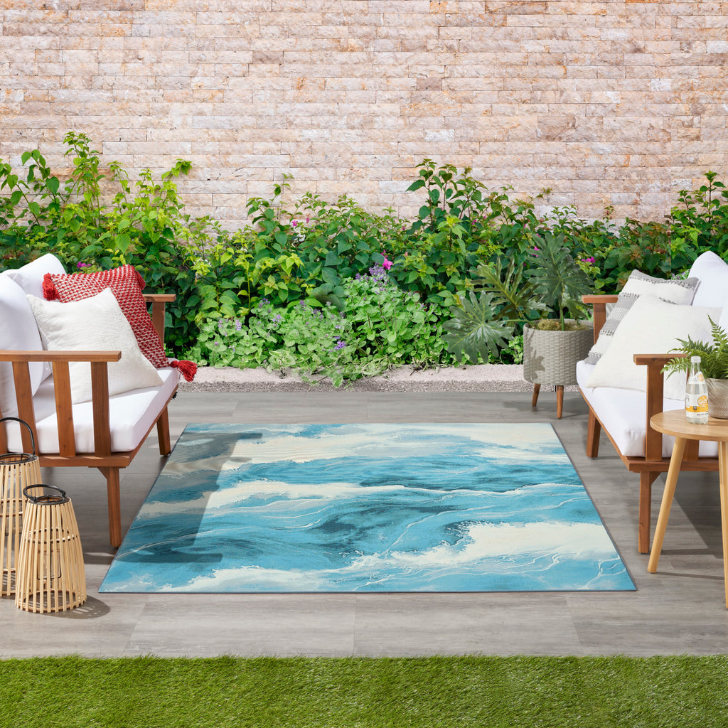 nourison color splash csp05 ivory blue rug