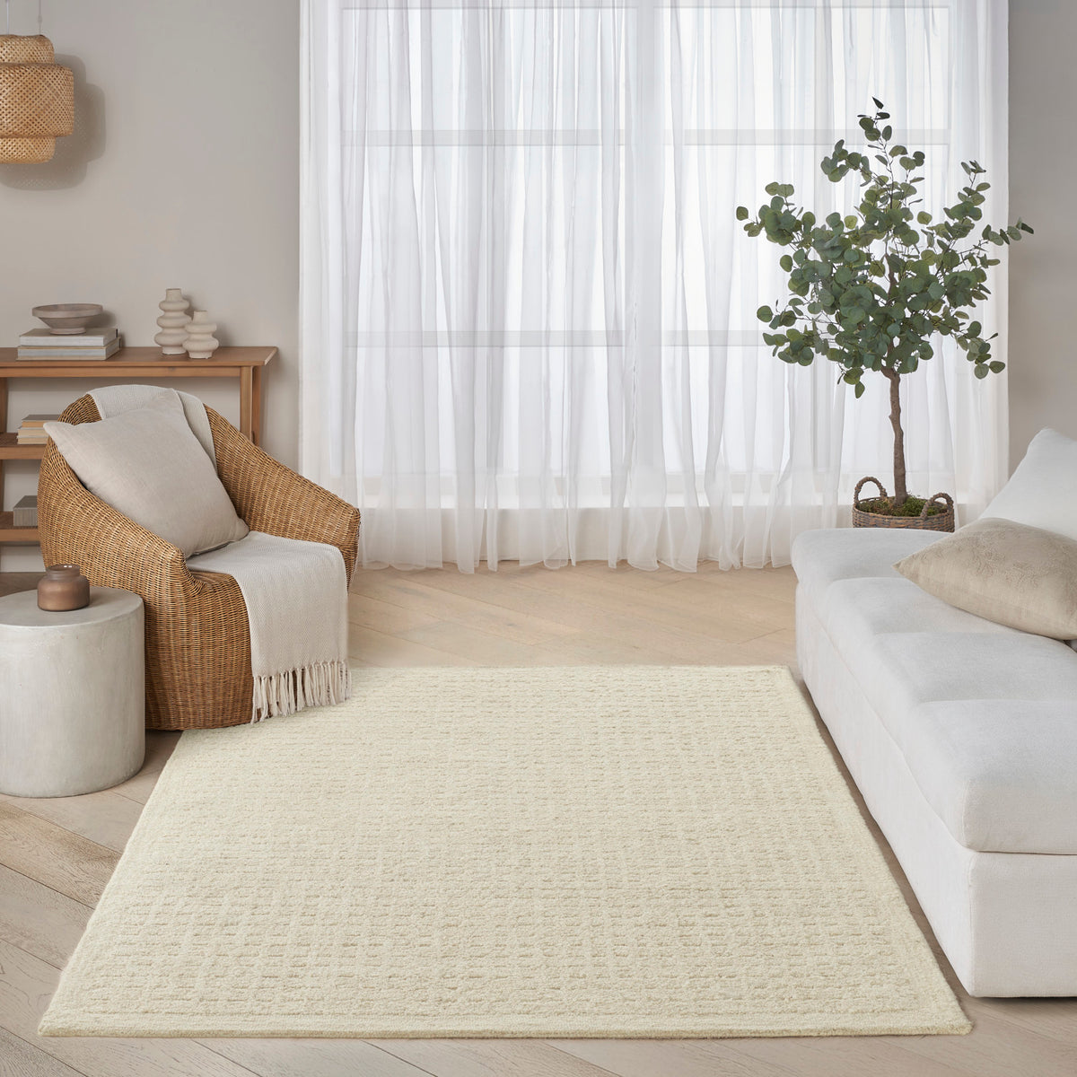 nourison pure grids pgr01 ivory beige rug
