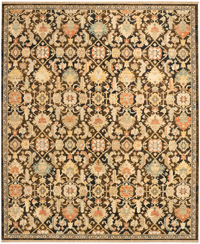 nourison antique bloom anb02 mocha multicolor rug