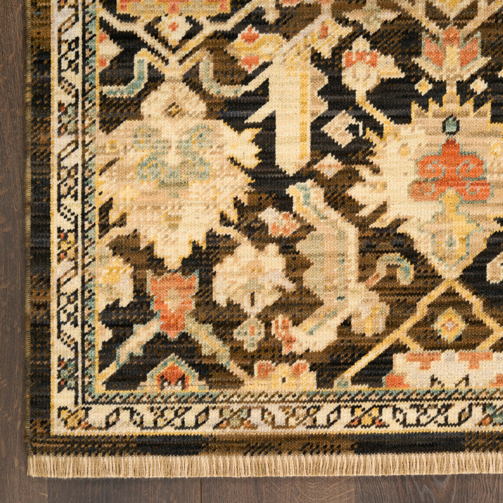 nourison antique bloom anb02 mocha multicolor rug