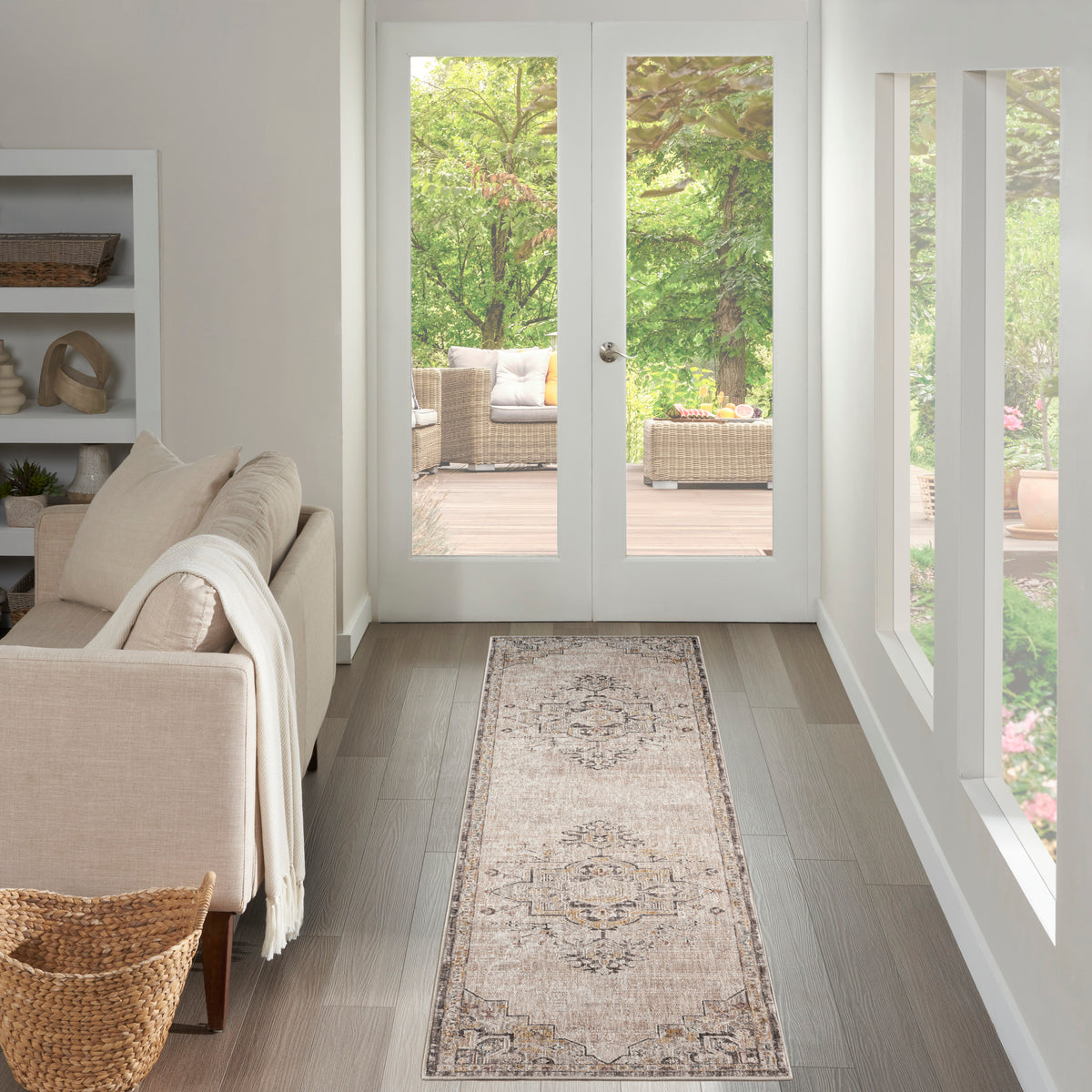 nourison antique fusion anf01 ivory charcoal rug
