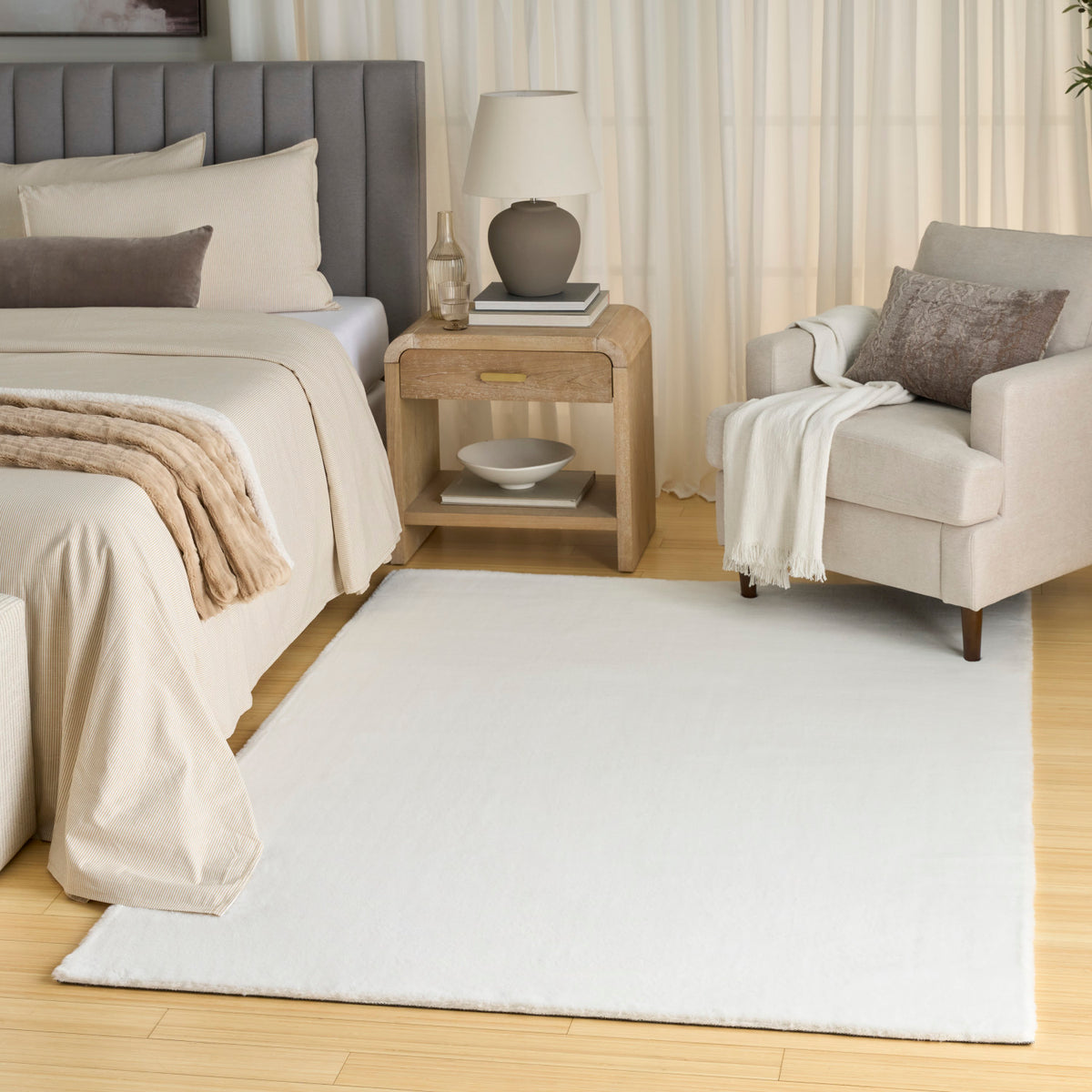 nourison soft plush rabbit fur sff01 white rug