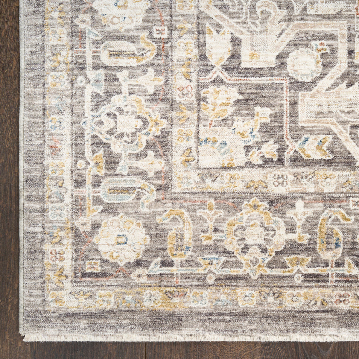 nourison antique fusion anf01 ivory charcoal rug