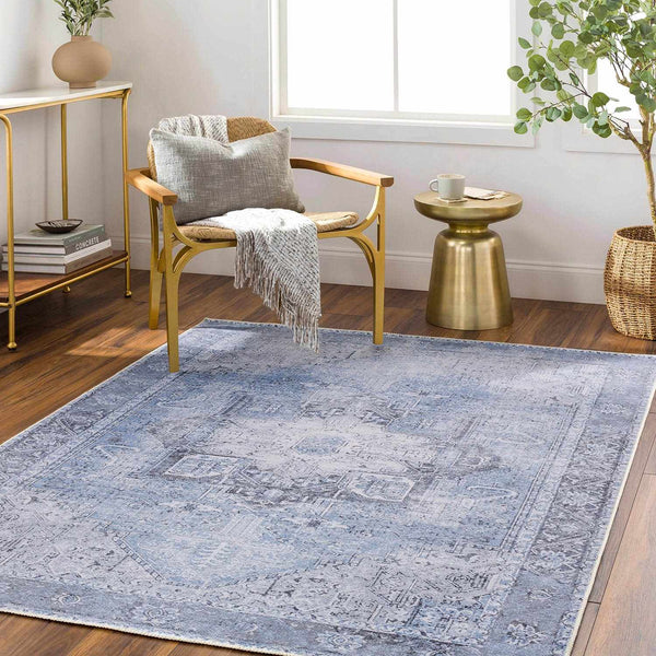 Hauteloom Rosman SAMAROSMA50 Sky Blue Machine Made Chenille-Polyester Rug