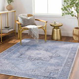 Hauteloom Rosman SAMAROSMA50 Sky Blue Machine Made Chenille-Polyester Rug