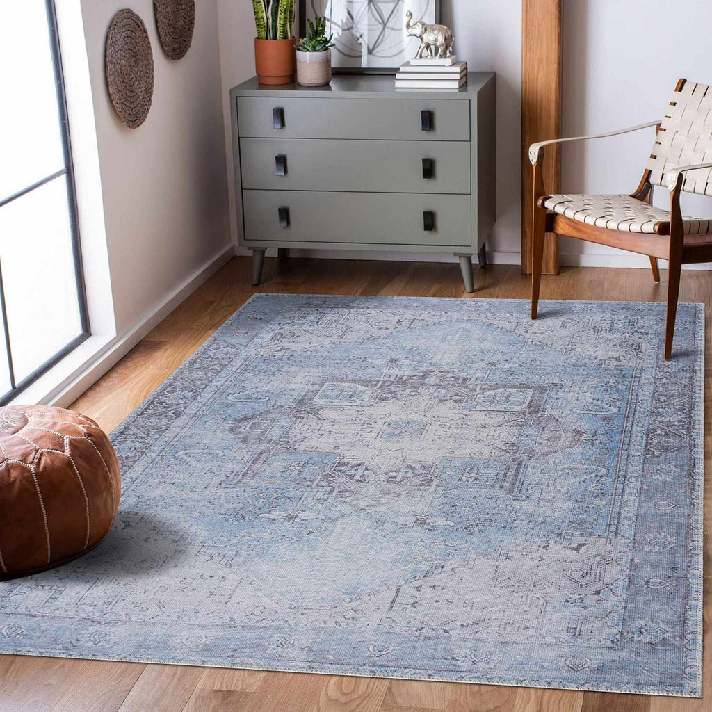 Hauteloom Rosman SAMAROSMA50 Sky Blue Machine Made Chenille-Polyester Rug