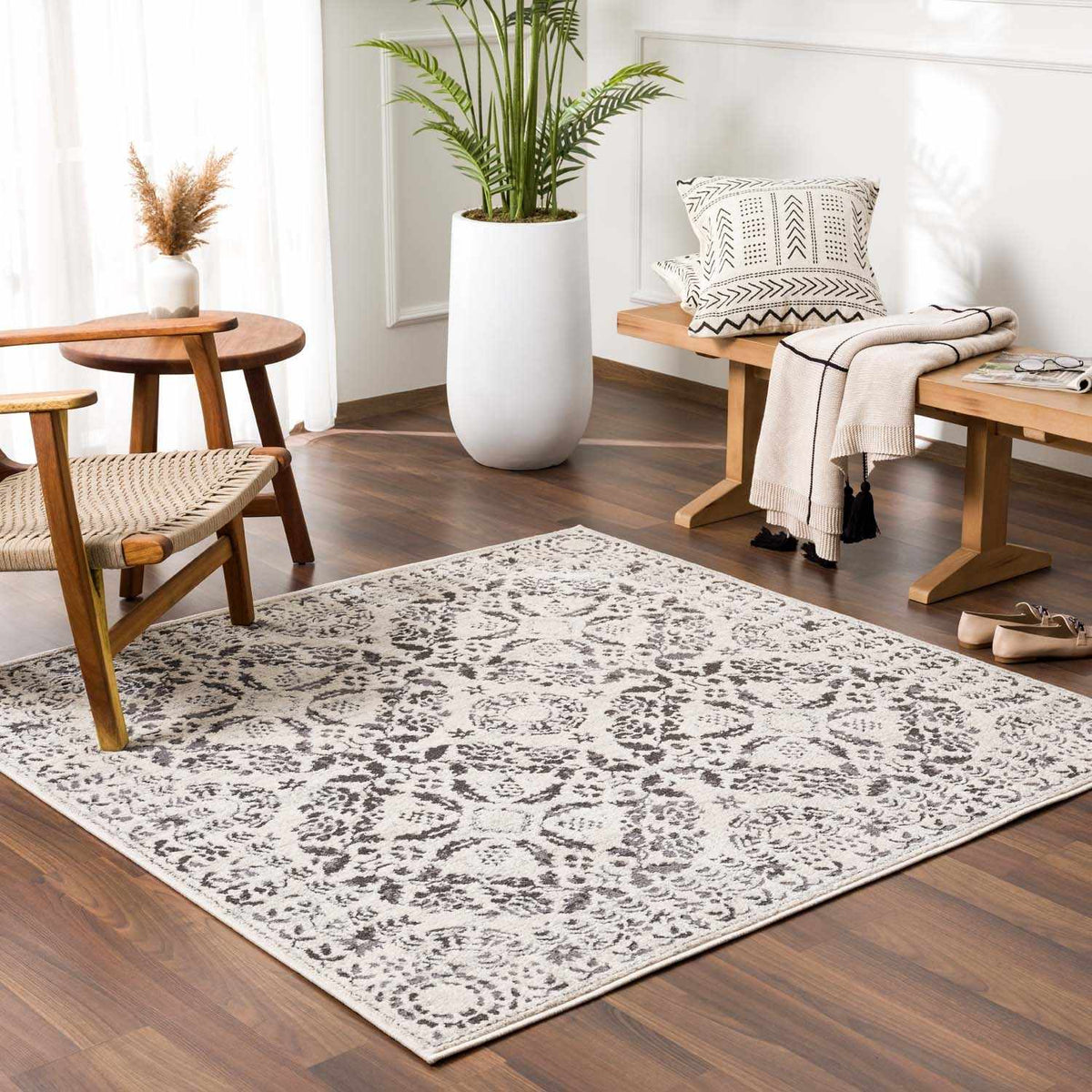 Hauteloom Megargel MEG Charcoal Machine Made Polypropylene Rug