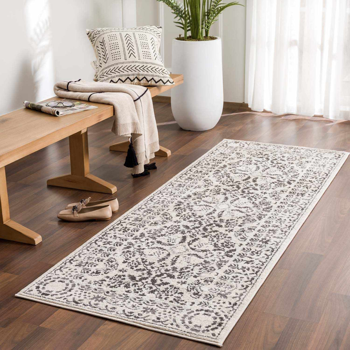 Hauteloom Megargel MEG Charcoal Machine Made Polypropylene Rug