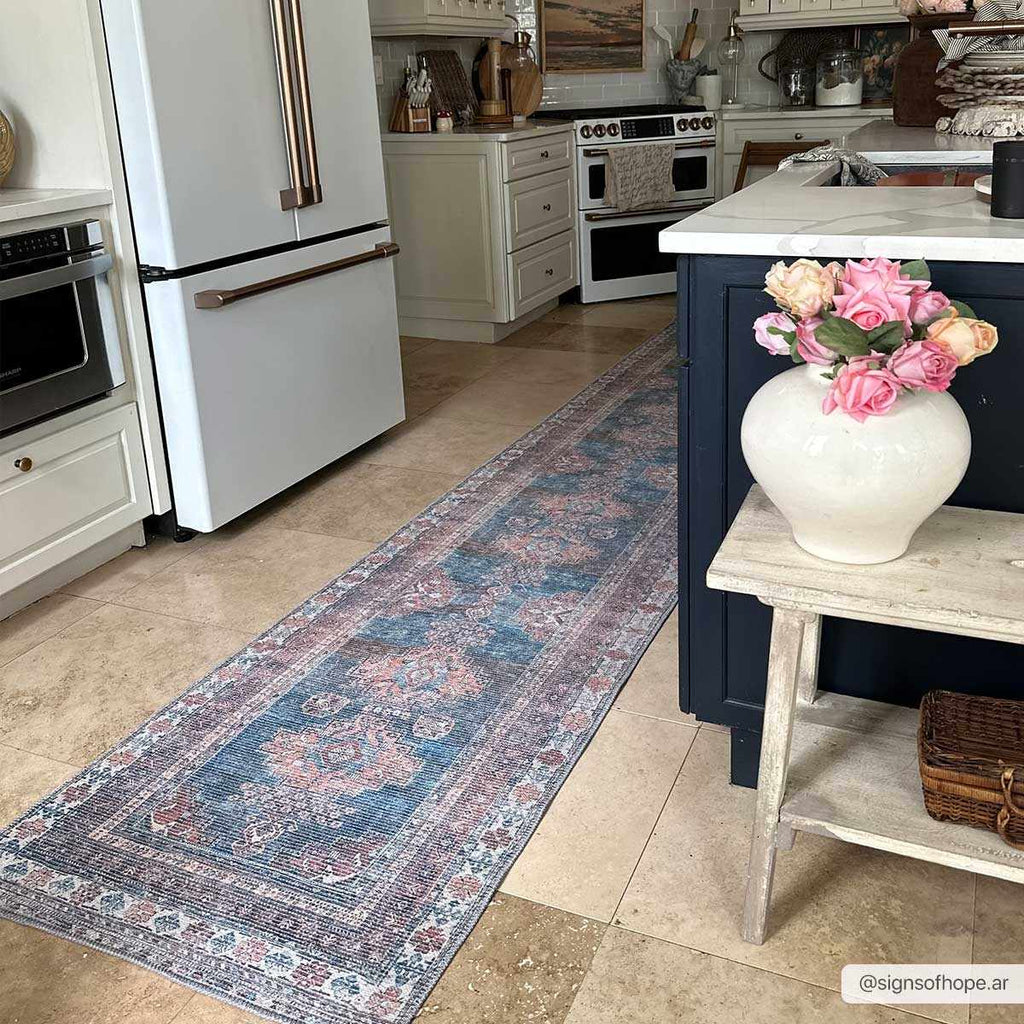 Hauteloom Ricardo RICA Blue Machine Made Chenille-Polyester Rug