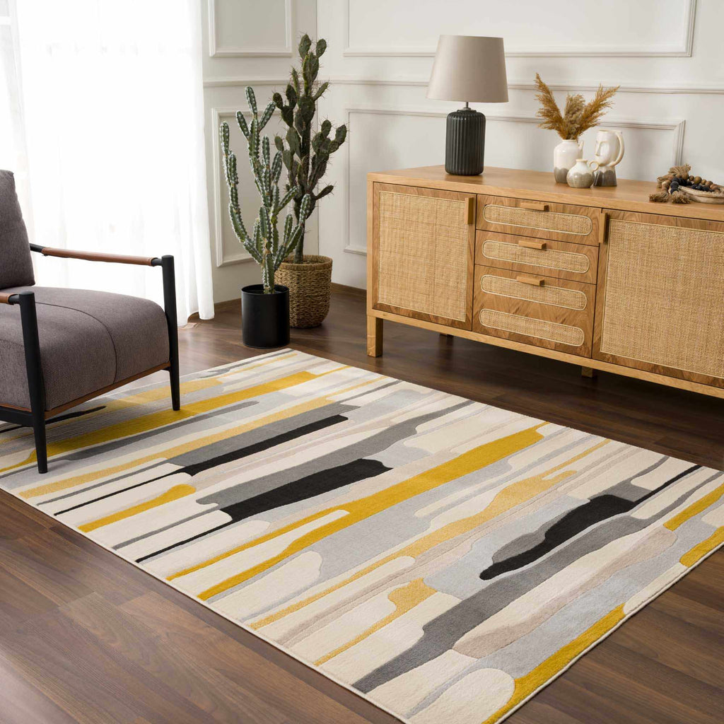 Hauteloom Means MEAN Mustard Machine Made Polypropylene Rug