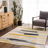 Hauteloom Means MEAN Mustard Machine Made Polypropylene Rug