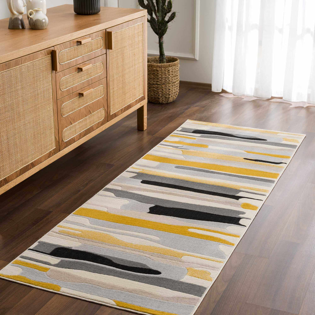 Hauteloom Means MEAN Mustard Machine Made Polypropylene Rug
