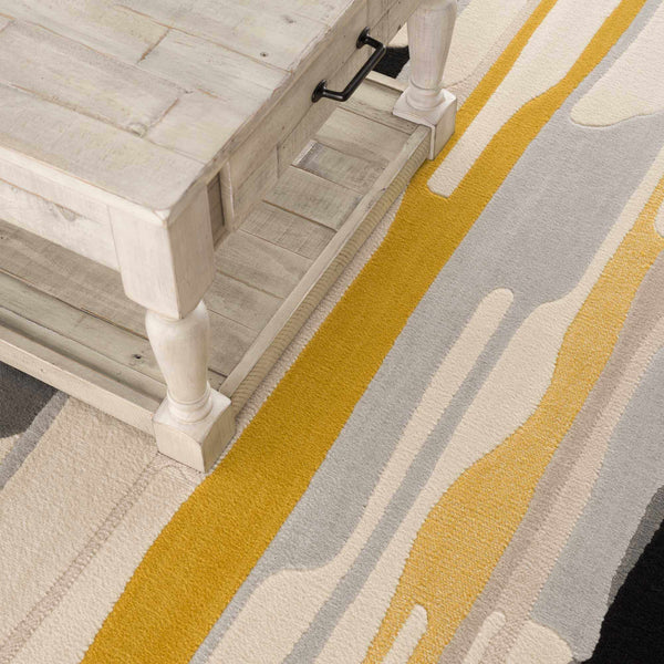 Hauteloom Means MEAN Mustard Machine Made Polypropylene Rug