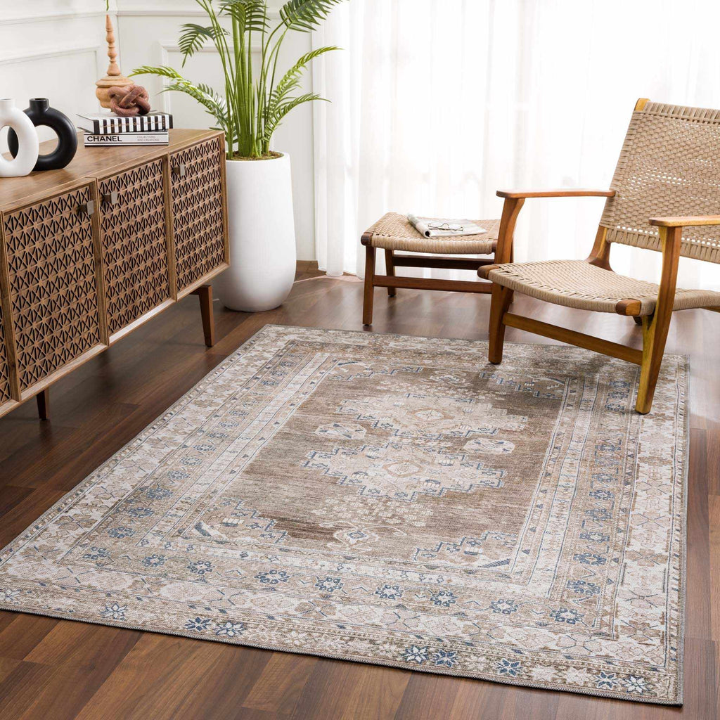 Hauteloom Baltinglass BLTN Blue Machine Made Chenille-Polyester Rug