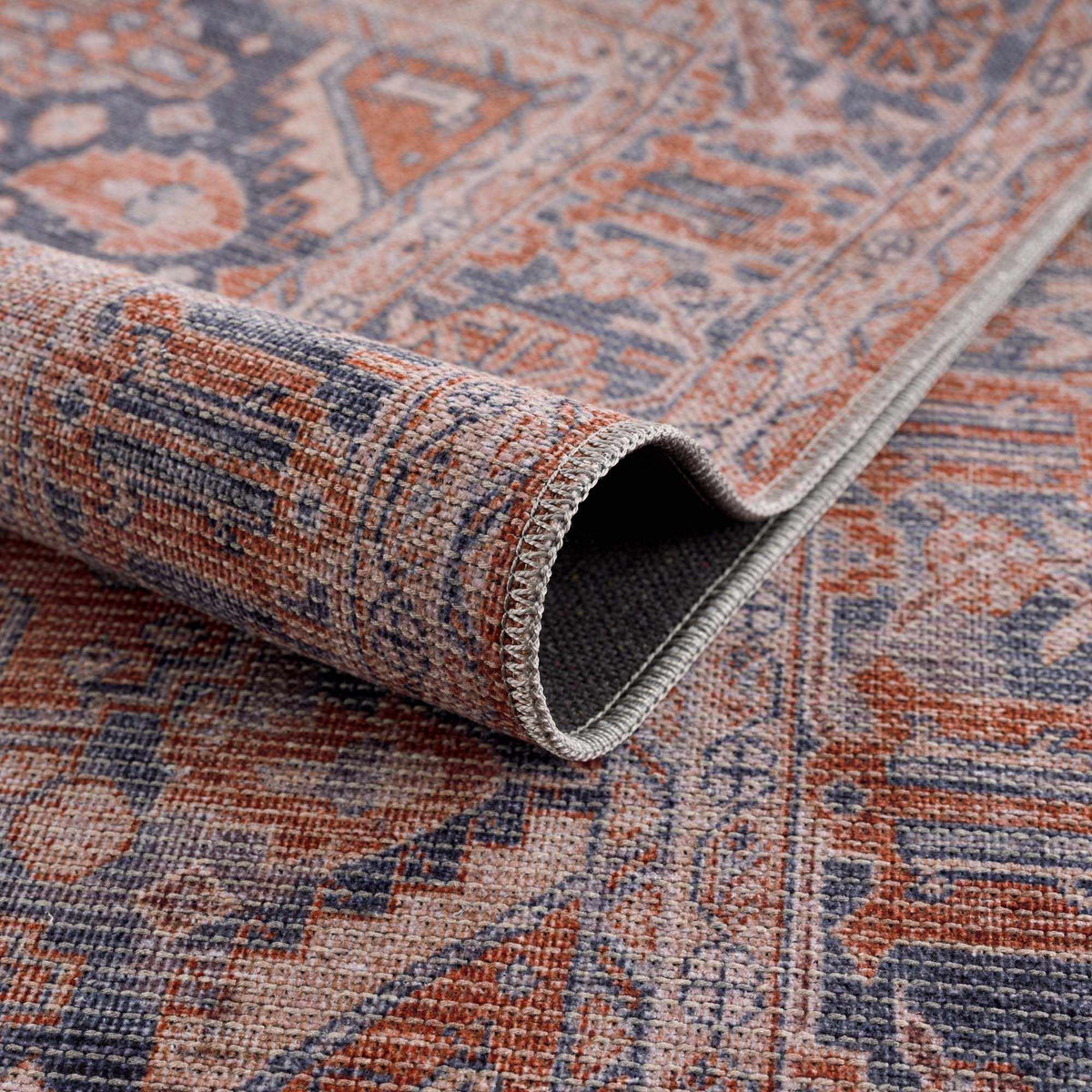 Hauteloom Taber TB Blue Machine Made Chenille-Polyester Rug
