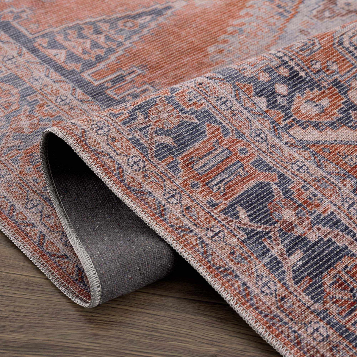 Hauteloom Taber TB Blue Machine Made Chenille-Polyester Rug