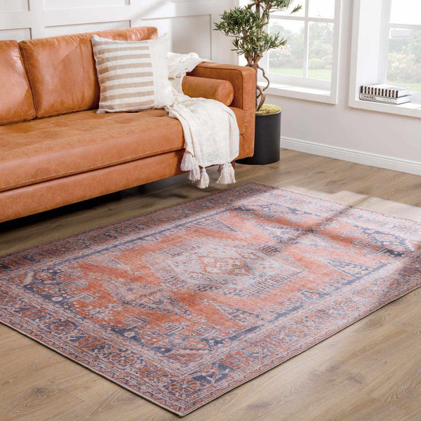 Hauteloom Taber TB Blue Machine Made Chenille-Polyester Rug