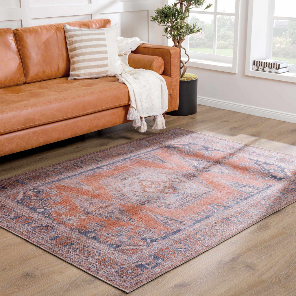 Hauteloom Taber TB Blue Machine Made Chenille-Polyester Rug