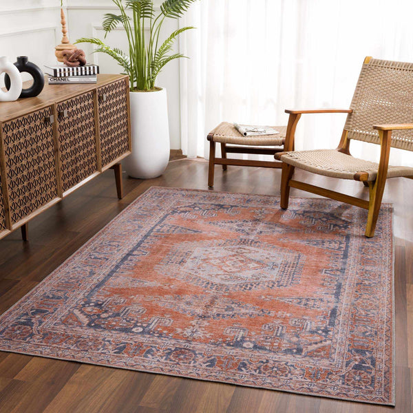 Hauteloom Taber TB Blue Machine Made Chenille-Polyester Rug