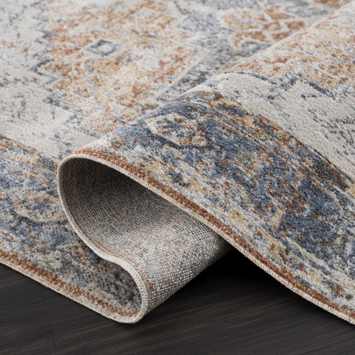 Hauteloom Hera HMABHERAR90 Blue Machine Made Polyester Rug