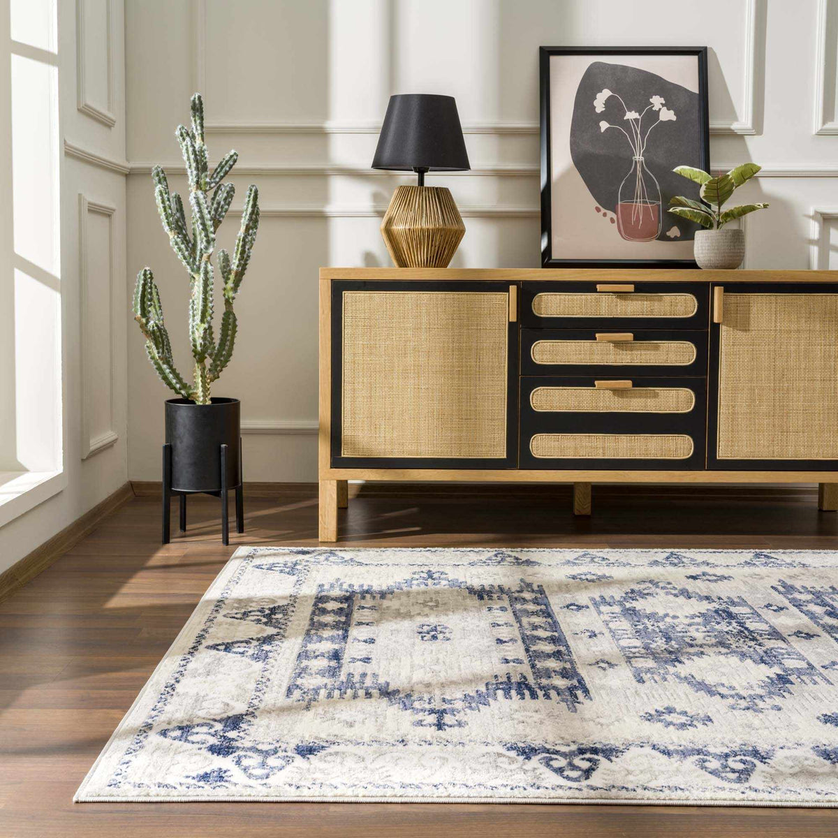 Hauteloom Bindi HJPTBINDIA2 Navy Machine Made Polypropylene Rug