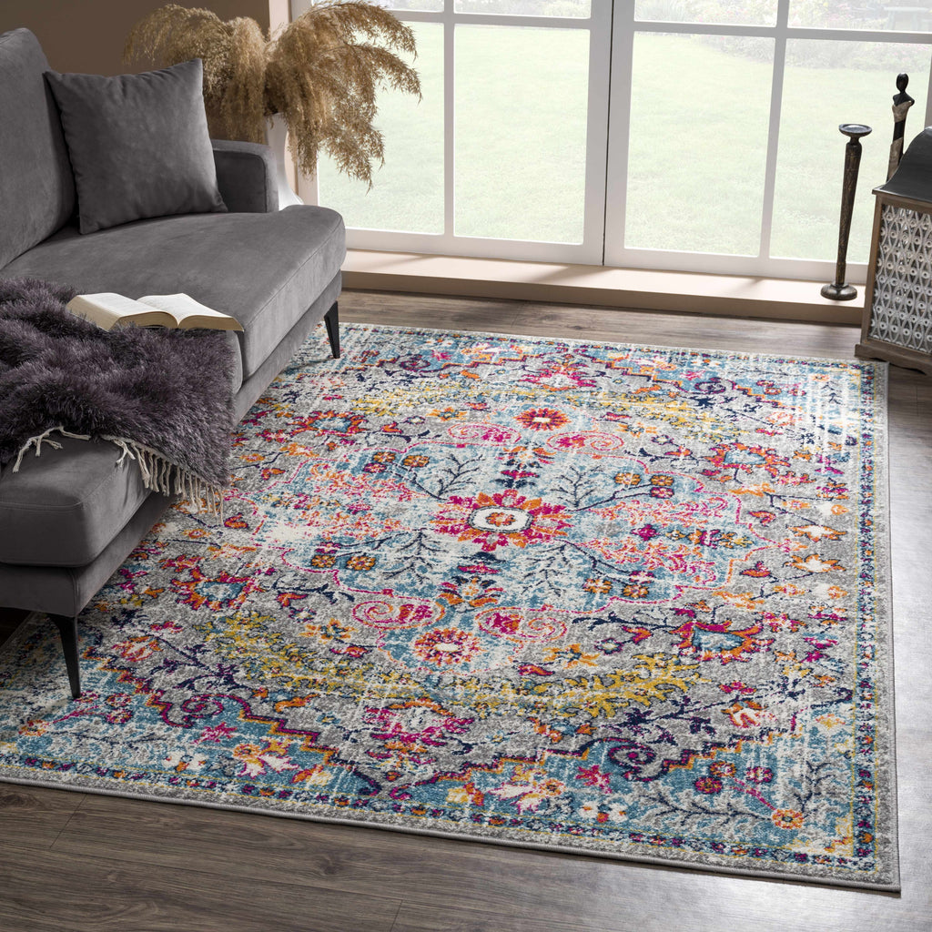 Hauteloom Delanson DLNS Teal Machine Made Polypropylene Rug