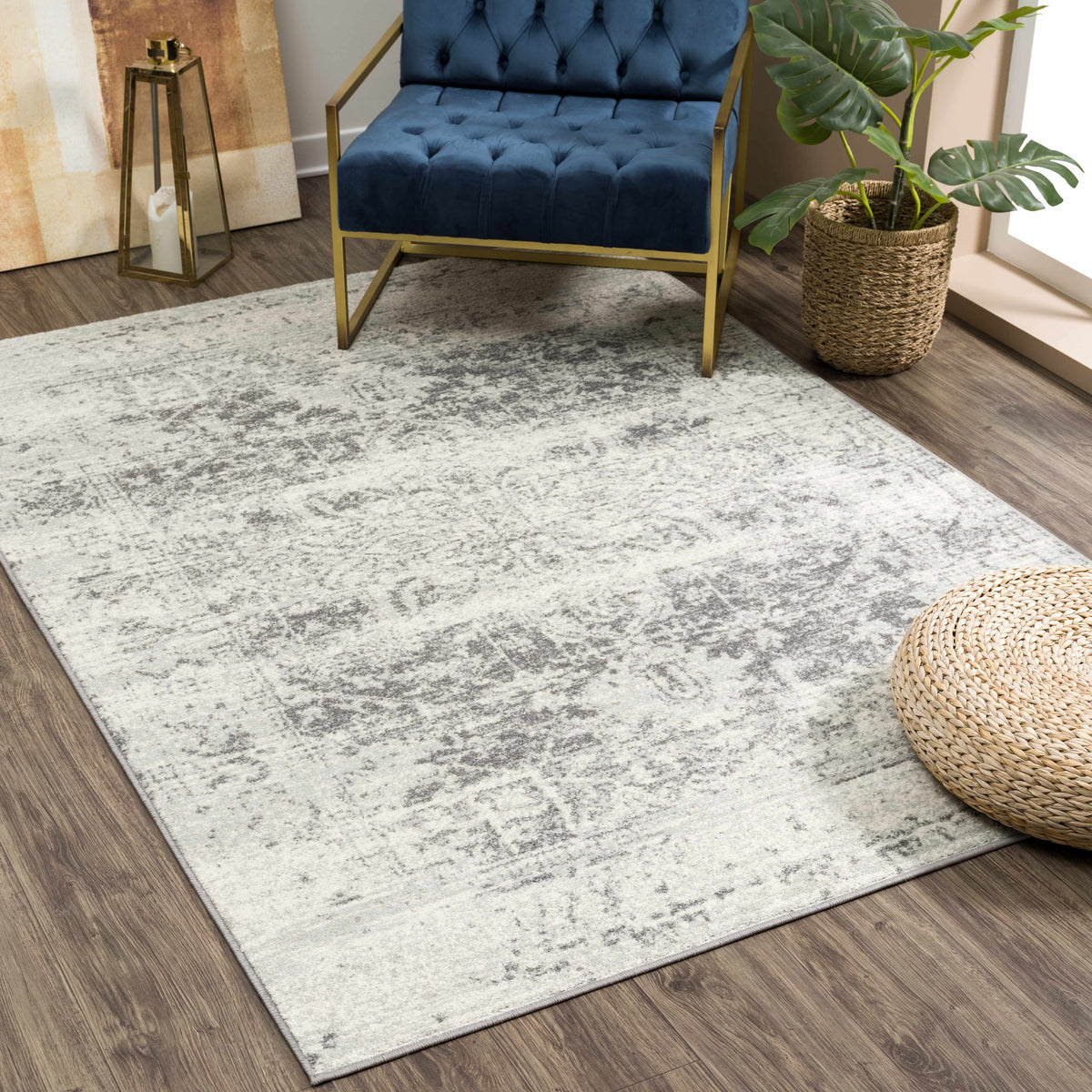 Hauteloom Rachel RAC Charcoal Machine Made Polypropylene Rug