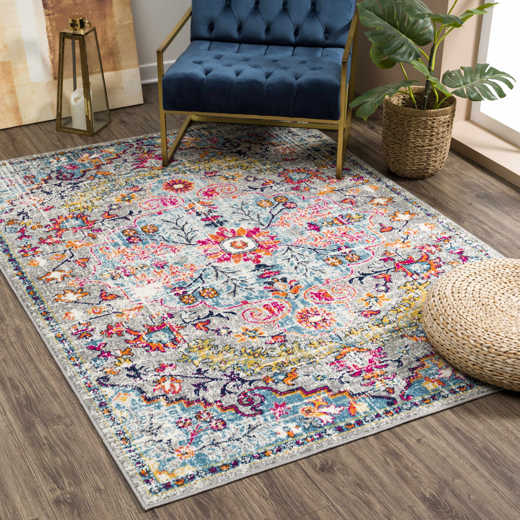 Hauteloom Delanson DLNS Teal Machine Made Polypropylene Rug