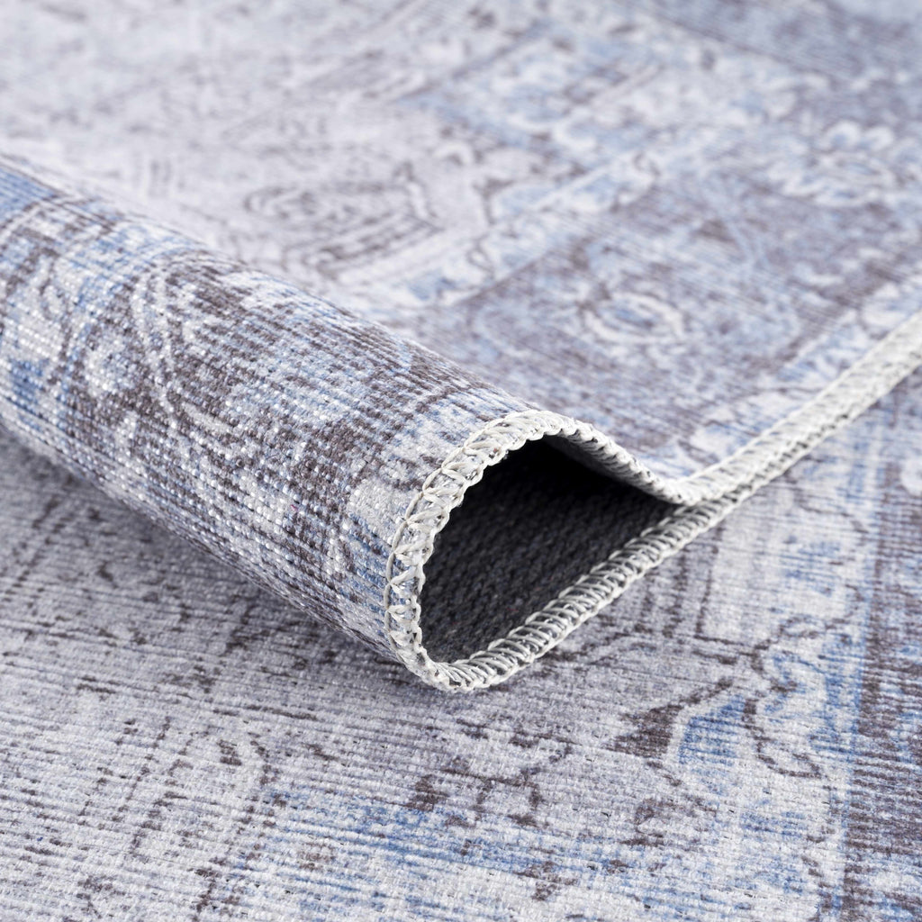 Hauteloom Pays PYS Sky Blue Machine Made Cotton Rug