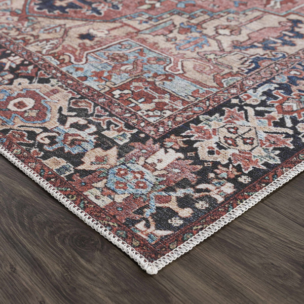 Hauteloom Neyland Washable NEYW Bright Red Machine Made Polyester Rug