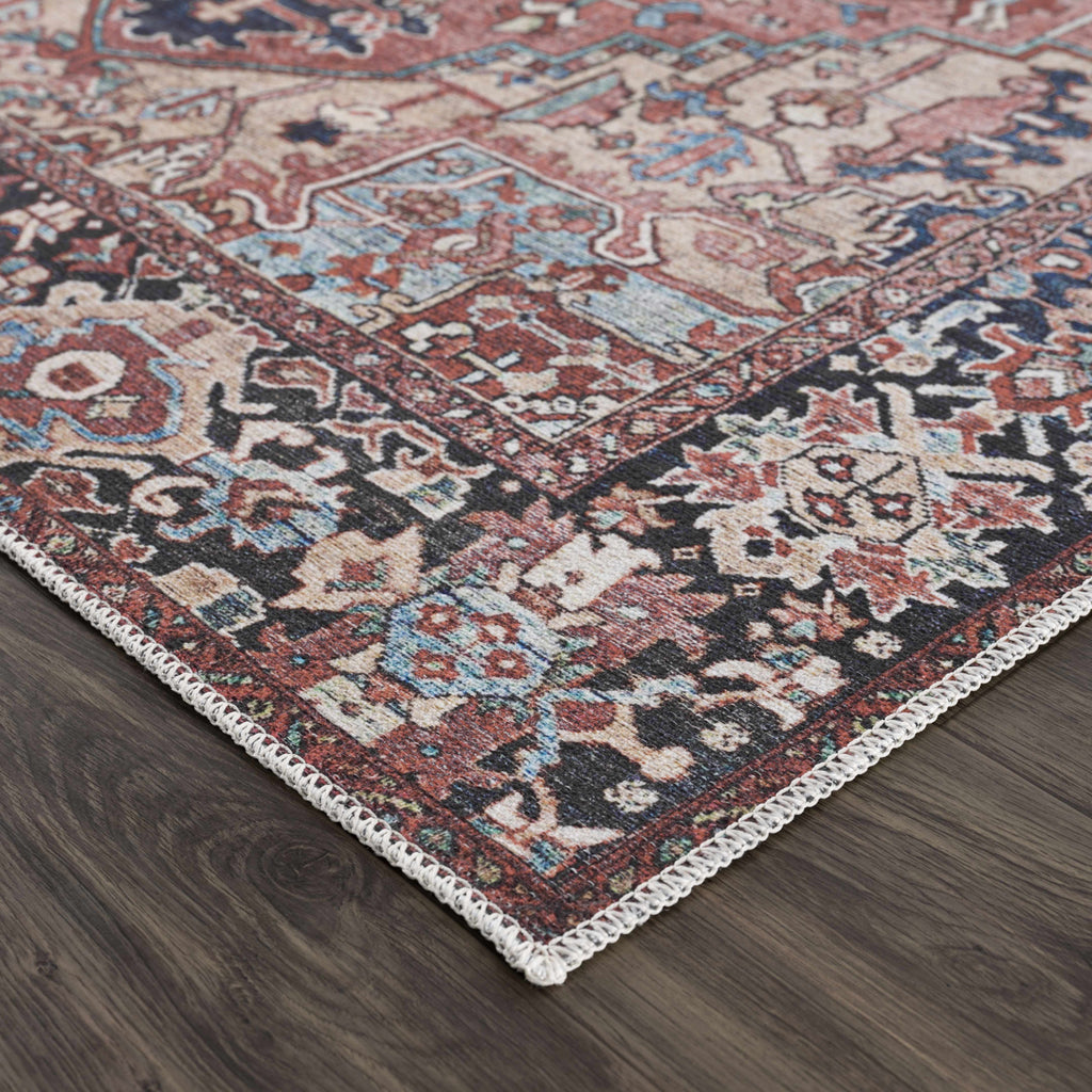 Hauteloom Neyland Washable NEYW Bright Red Machine Made Polyester Rug