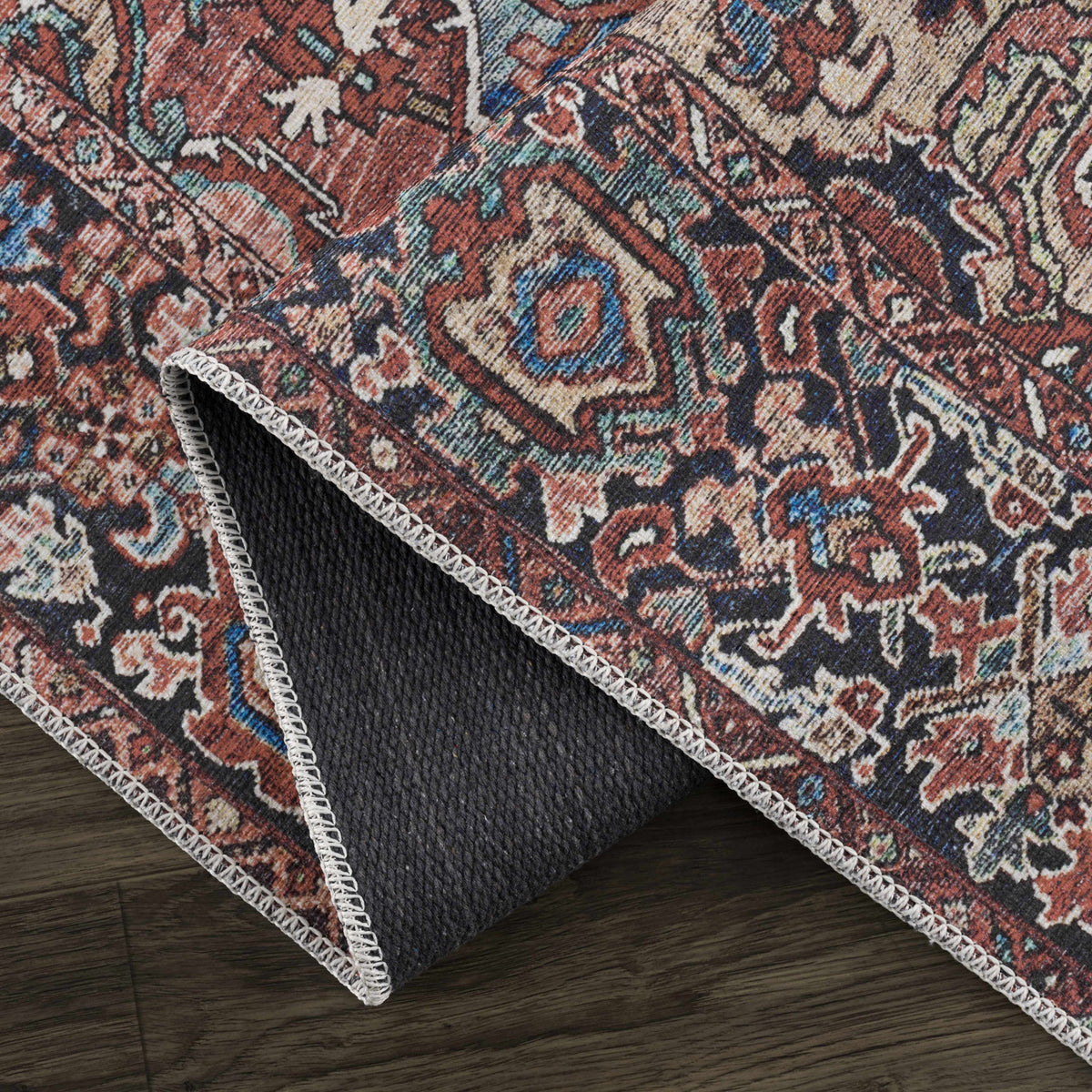 Hauteloom Neyland Washable NEYW Bright Red Machine Made Polyester Rug