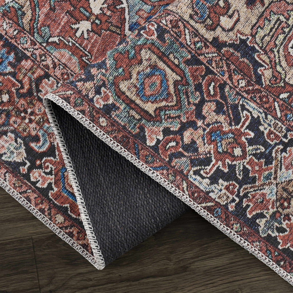 Hauteloom Neyland Washable NEYW Bright Red Machine Made Polyester Rug