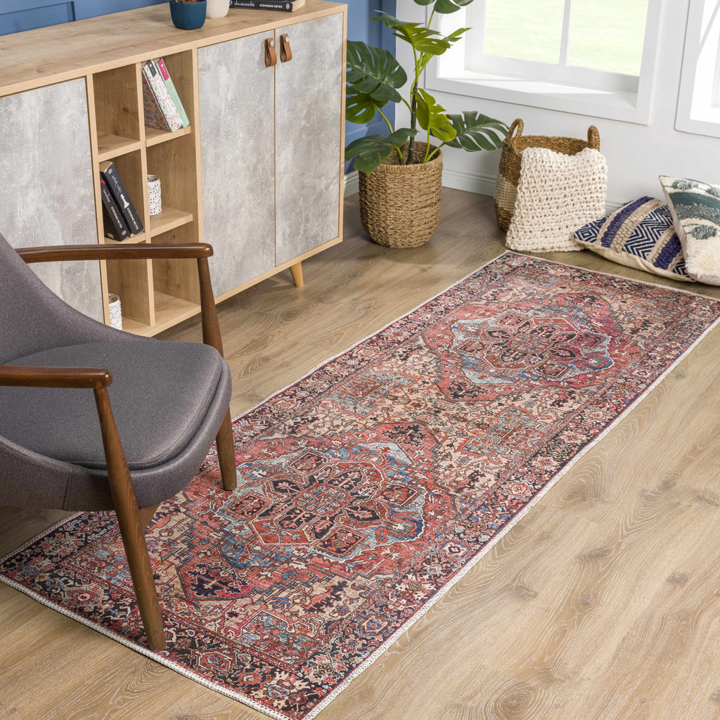 Hauteloom Neyland Washable NEYW Bright Red Machine Made Polyester Rug