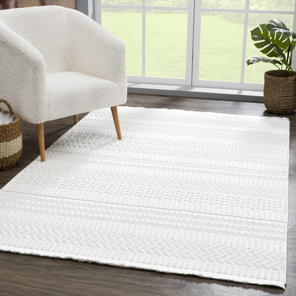Hauteloom Limited Edition CIRA01 White Machine Made Polyester Rug