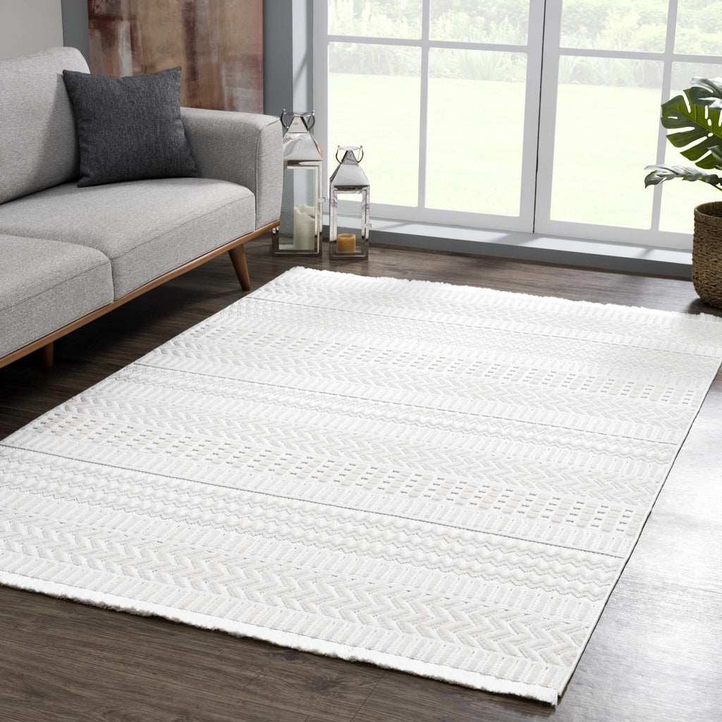 Hauteloom Limited Edition CIRA01 White Machine Made Polyester Rug