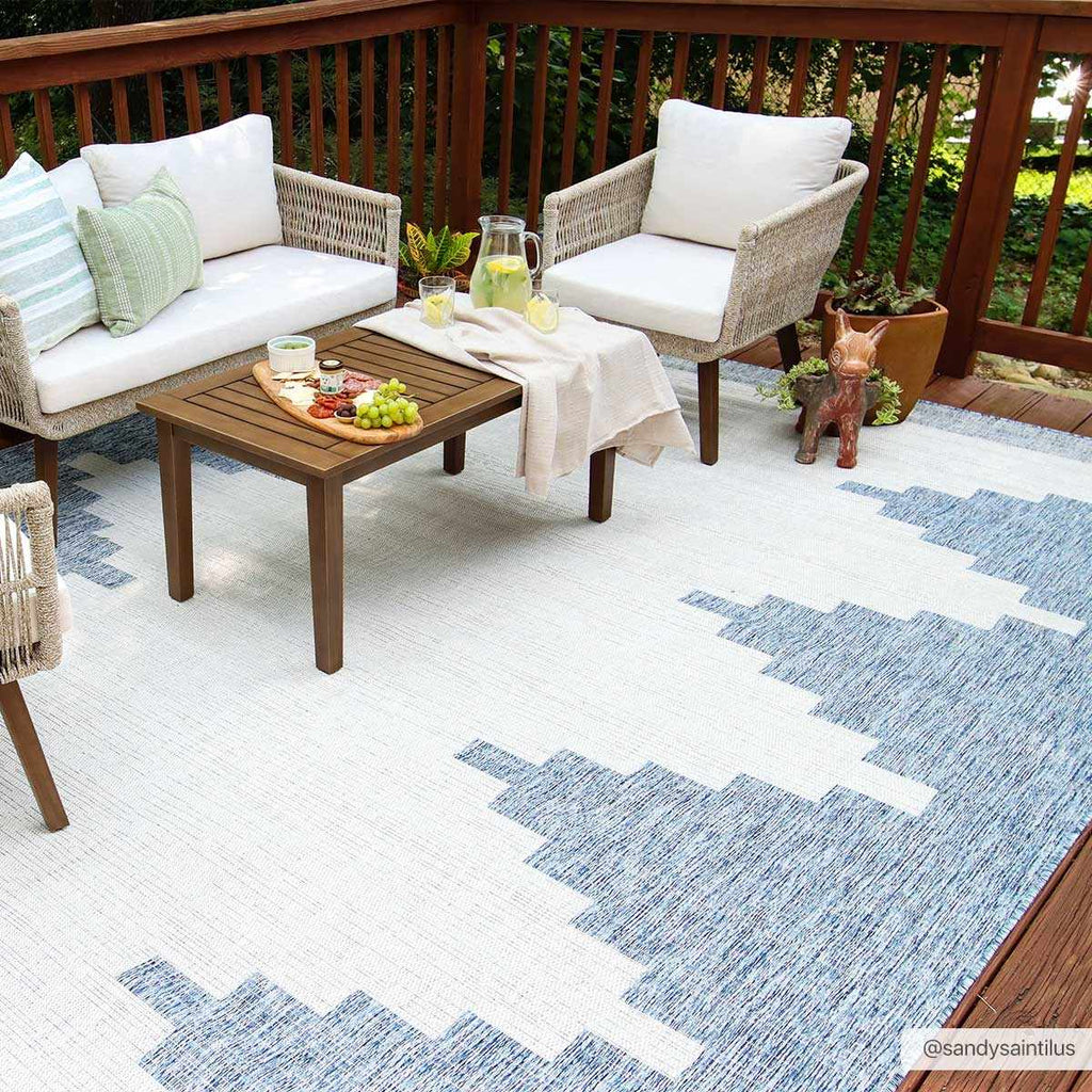 Hauteloom Djugun CALUY Blue Machine Made Polypropylene Rug