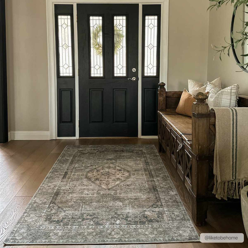 Hauteloom Enlow ENLO Beige Machine Made Polyester Rug